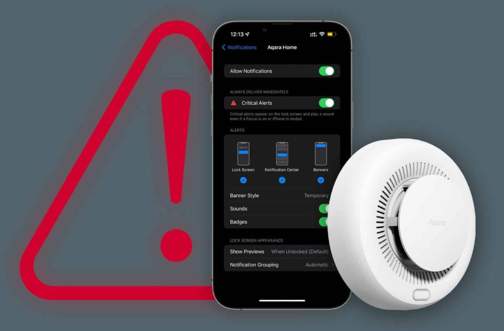 Aqara smoke detector installed on ceiling showing real home use as a nest replacement device